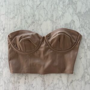 Zara Tan Women's Leather Top